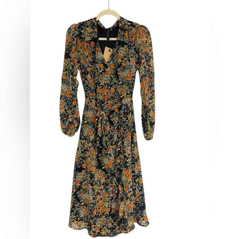 Knot Sisters Allison Floral Black Dress - NWT